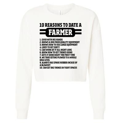 10 Reasons To Date A Farmer Funny Farming Humor For Men Cropped Pullover Crew