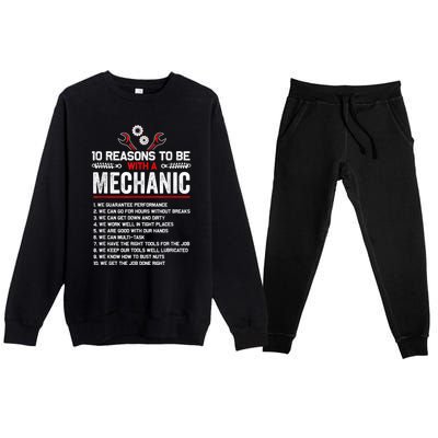 10 Reasons To Be With A Mechanic For Men Car Mechanics Premium Crewneck Sweatsuit Set