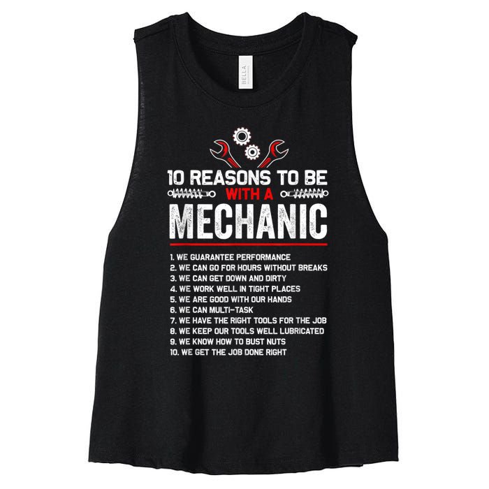 10 Reasons To Be With A Mechanic For Men Car Mechanics Women's Racerback Cropped Tank