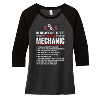 10 Reasons To Be With A Mechanic For Men Car Mechanics Women's Tri-Blend 3/4-Sleeve Raglan Shirt