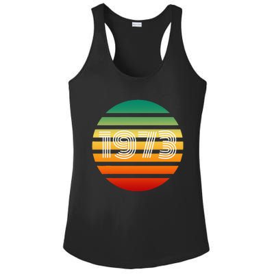 1973 Retro Vintage Sunrise Sunset Pro Choice Ladies PosiCharge Competitor Racerback Tank