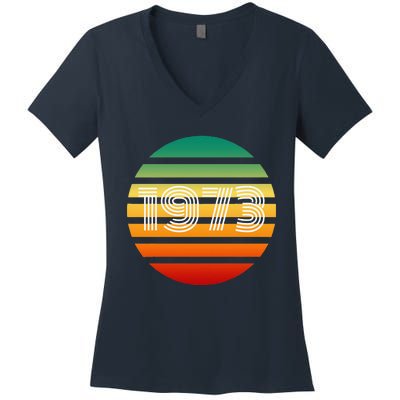 1973 Retro Vintage Sunrise Sunset Pro Choice Women's V-Neck T-Shirt