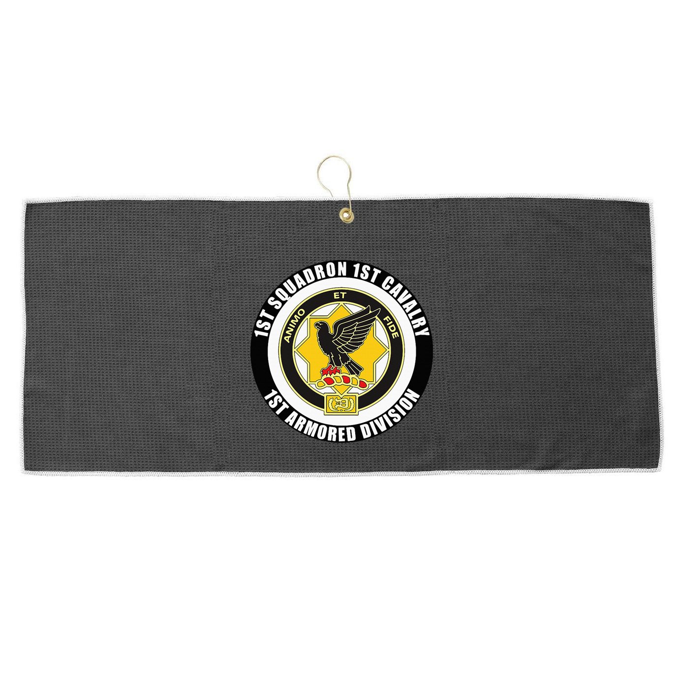 1st Squadron 1st Cavalry 1st Armored Division Veteran Large Microfiber Waffle Golf Towel