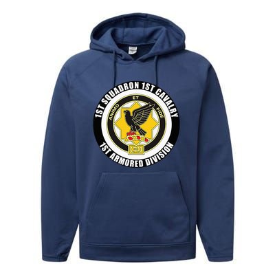 1st Squadron 1st Cavalry 1st Armored Division Veteran Performance Fleece Hoodie