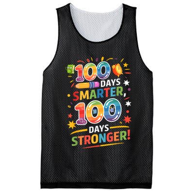 100 Smart 100 Stronger Happy 100th Day Of School Celebration Mesh Reversible Basketball Jersey Tank