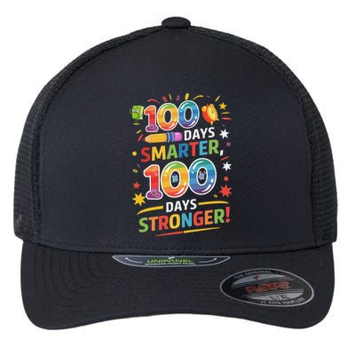 100 Smart 100 Stronger Happy 100th Day Of School Celebration Flexfit Unipanel Trucker Cap
