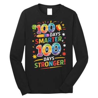 100 Smart 100 Stronger Happy 100th Day Of School Celebration Long Sleeve Shirt