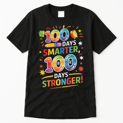100 Smart 100 Stronger Happy 100th Day Of School Celebration Tall T-Shirt