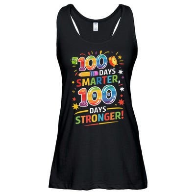 100 Smart 100 Stronger Happy 100th Day Of School Celebration Ladies Essential Flowy Tank