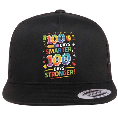 100 Smart 100 Stronger Happy 100th Day Of School Celebration Flatbill Hat