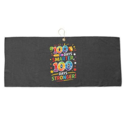 100 Smart 100 Stronger Happy 100th Day Of School Celebration Large Microfiber Waffle Golf Towel