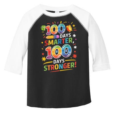 100 Smart 100 Stronger Happy 100th Day Of School Celebration Toddler Fine Jersey T-Shirt