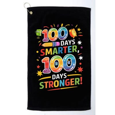 100 Smart 100 Stronger Happy 100th Day Of School Celebration Golf Towel
