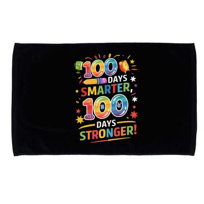 100 Smart 100 Stronger Happy 100th Day Of School Celebration Microfiber Hand Towel