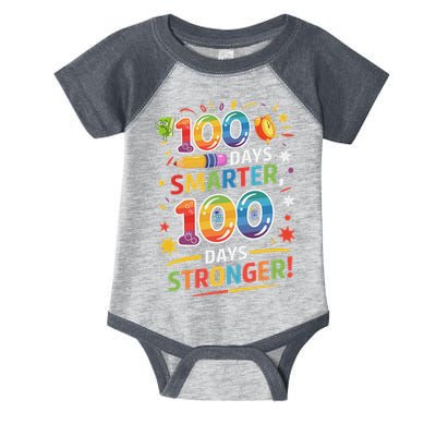 100 Smart 100 Stronger Happy 100th Day Of School Celebration Infant Baby Jersey Bodysuit