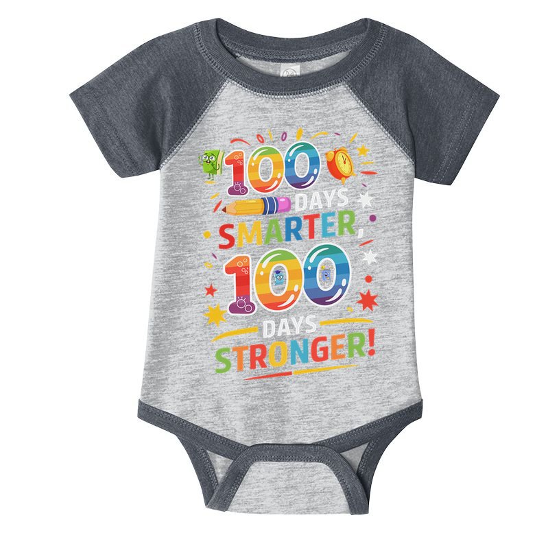 100 Smart 100 Stronger Happy 100th Day Of School Celebration Infant Baby Jersey Bodysuit
