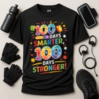 100 Smart 100 Stronger Happy 100th Day Of School Celebration Cooling Performance Crew T-Shirt