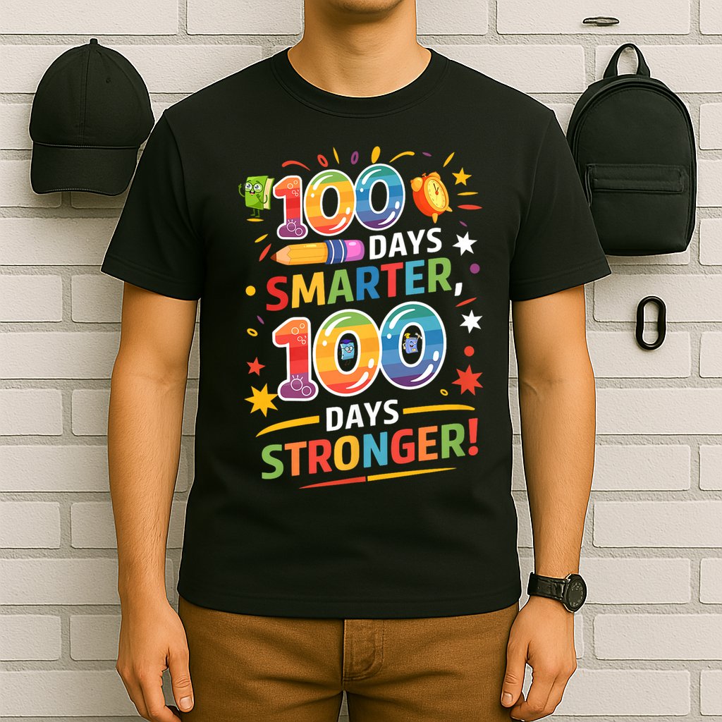 100 Smart 100 Stronger Happy 100th Day Of School Celebration T-Shirt