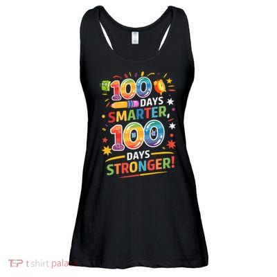 100 Smart 100 Stronger Happy 100th Day Of School Celebration Ladies Essential Flowy Tank