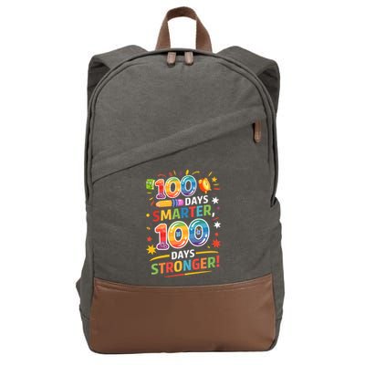 100 Smart 100 Stronger Happy 100th Day Of School Celebration Cotton Canvas Backpack