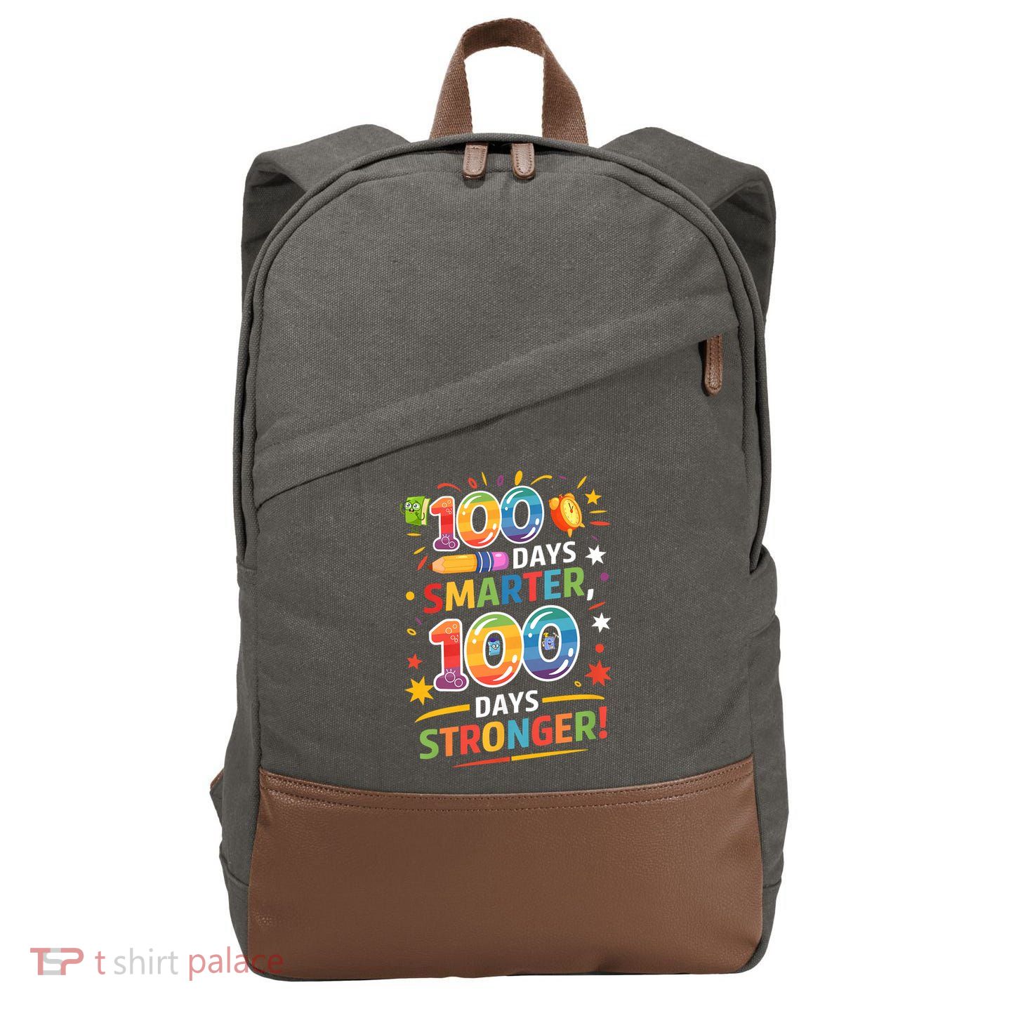 100 Smart 100 Stronger Happy 100th Day Of School Celebration Cotton Canvas Backpack