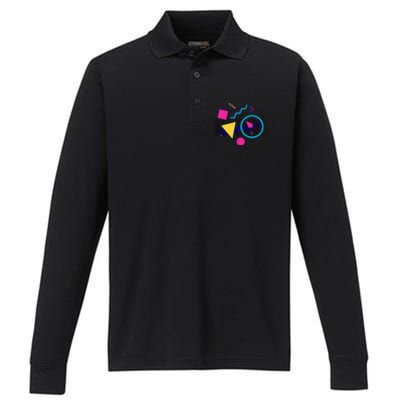 1988 Sensations 80S Retrowave Outrun Memphis Milano Style Performance Long Sleeve Polo