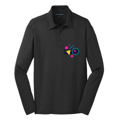 1988 Sensations 80S Retrowave Outrun Memphis Milano Style Silk Touch Performance Long Sleeve Polo