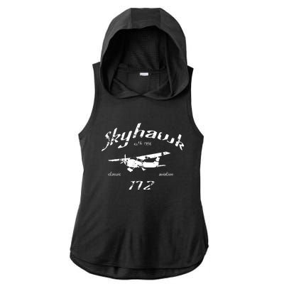 172 Skyhawk Airplane Classic Vintage Ladies PosiCharge Tri-Blend Wicking Draft Hoodie Tank