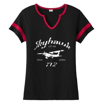 172 Skyhawk Airplane Classic Vintage Ladies Halftime Notch Neck Tee