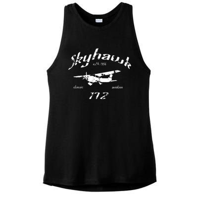 172 Skyhawk Airplane Classic Vintage Ladies PosiCharge Tri-Blend Wicking Tank