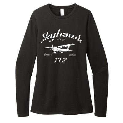 172 Skyhawk Airplane Classic Vintage Womens CVC Long Sleeve Shirt