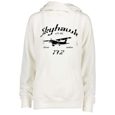 172 Skyhawk Airplane Classic Vintage Womens Funnel Neck Pullover Hood