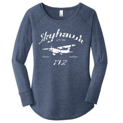 172 Skyhawk Airplane Classic Vintage Women's Perfect Tri Tunic Long Sleeve Shirt