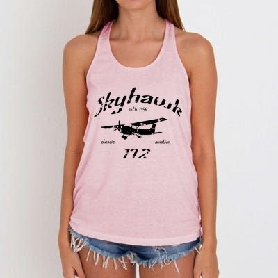 172 Skyhawk Airplane Classic Vintage Women's Knotted Racerback Tank