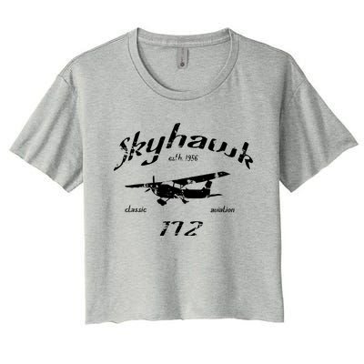 172 Skyhawk Airplane Classic Vintage Women's Crop Top Tee