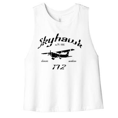 172 Skyhawk Airplane Classic Vintage Women's Racerback Cropped Tank