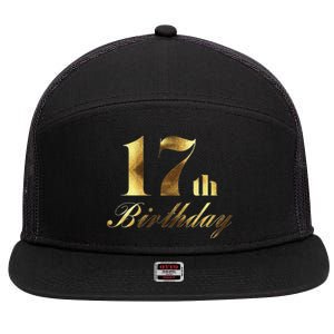 17th (Seventeenth) Birthday Party Wear 7 Panel Mesh Trucker Snapback Hat