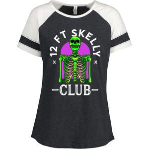 12ft Skelly Club Halloween 12 Foot Skeleton Appreciation Enza Ladies Jersey Colorblock Tee