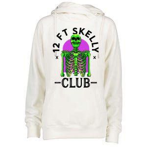 12ft Skelly Club Halloween 12 Foot Skeleton Appreciation Womens Funnel Neck Pullover Hood