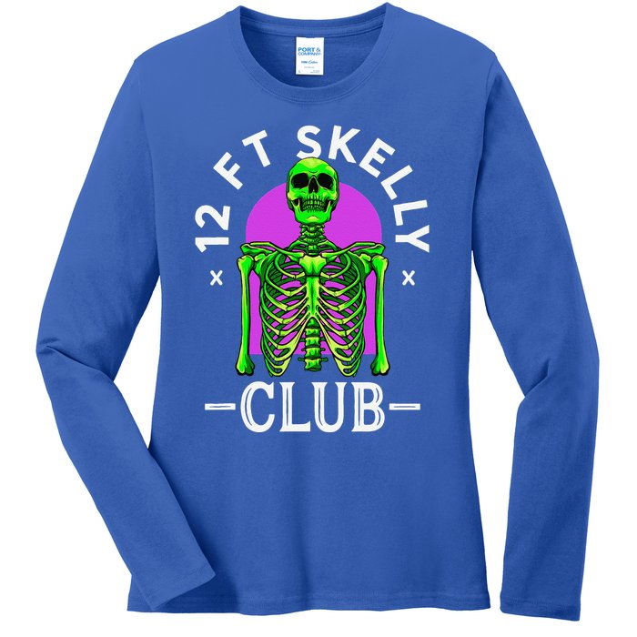 12ft Skelly Club Halloween 12 Foot Skeleton Appreciation Ladies Long Sleeve Shirt