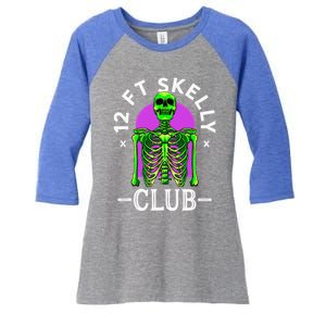 12ft Skelly Club Halloween 12 Foot Skeleton Appreciation Women's Tri-Blend 3/4-Sleeve Raglan Shirt