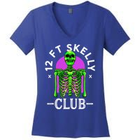 12ft Skelly Club Halloween 12 Foot Skeleton Appreciation Women's V-Neck T-Shirt