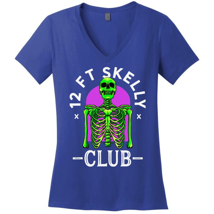 12ft Skelly Club Halloween 12 Foot Skeleton Appreciation Women's V-Neck T-Shirt