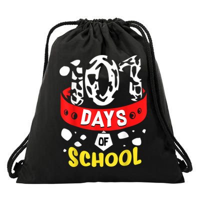 101 School Days Gift Dalmatian Dog 100th Sayings Drawstring Bag