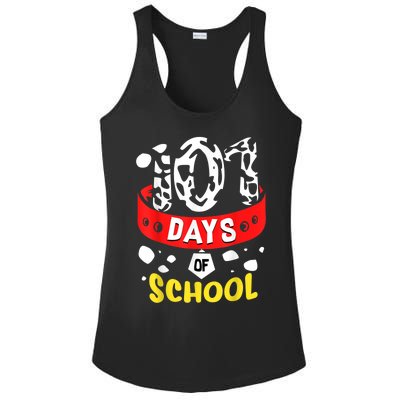 101 School Days Gift Dalmatian Dog 100th Sayings Ladies PosiCharge Competitor Racerback Tank