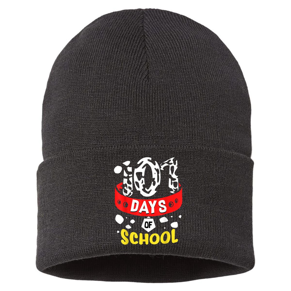101 School Days Gift Dalmatian Dog 100th Sayings Sustainable Knit Beanie