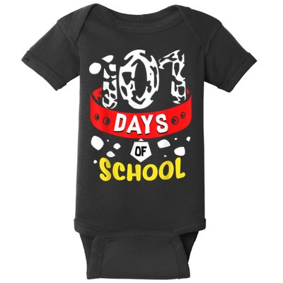 101 School Days Gift Dalmatian Dog 100th Sayings Baby Bodysuit