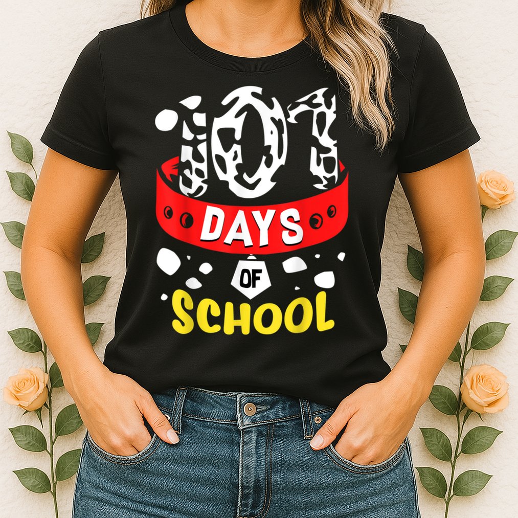 101 School Days Gift Dalmatian Dog 100th Sayings Womens T-Shirt