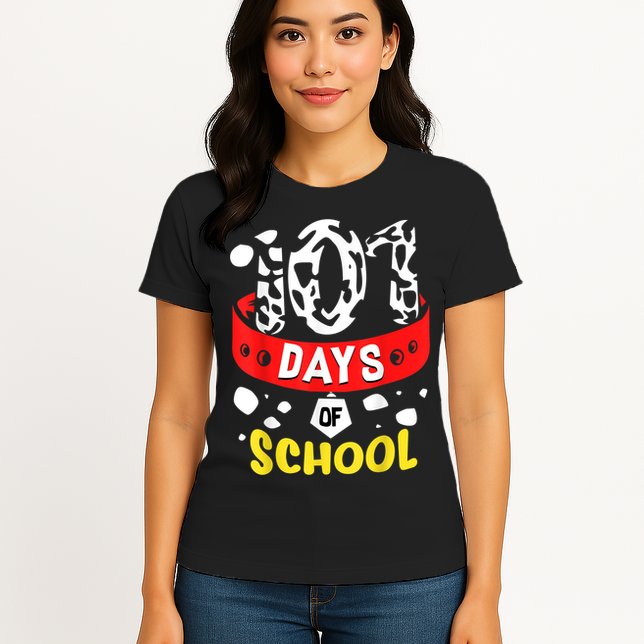 101 School Days Gift Dalmatian Dog 100th Sayings Womens T-Shirt
