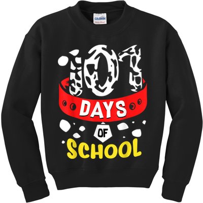 101 School Days Gift Dalmatian Dog 100th Sayings Kids Sweatshirt